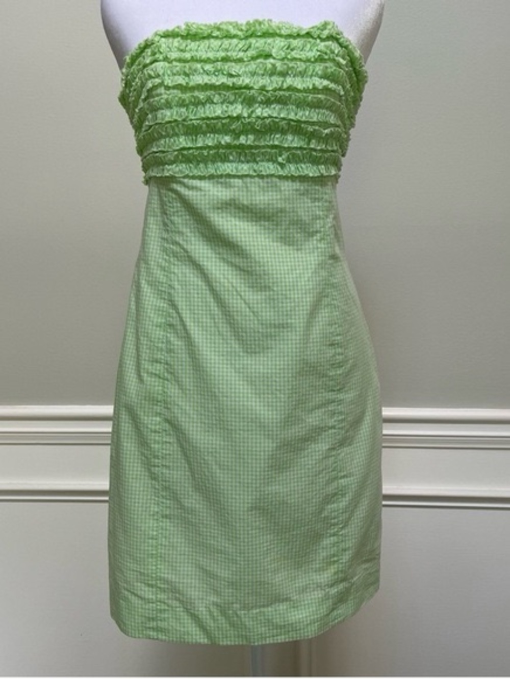 2008 Vintage Lilly Pulitzer Franco Dress Palm Green Micro Gingham Size 10 NWT